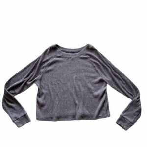 Gilly Hicks Hollister Grey Ribbed Crop Light Sweater Size Medium Super Soft
